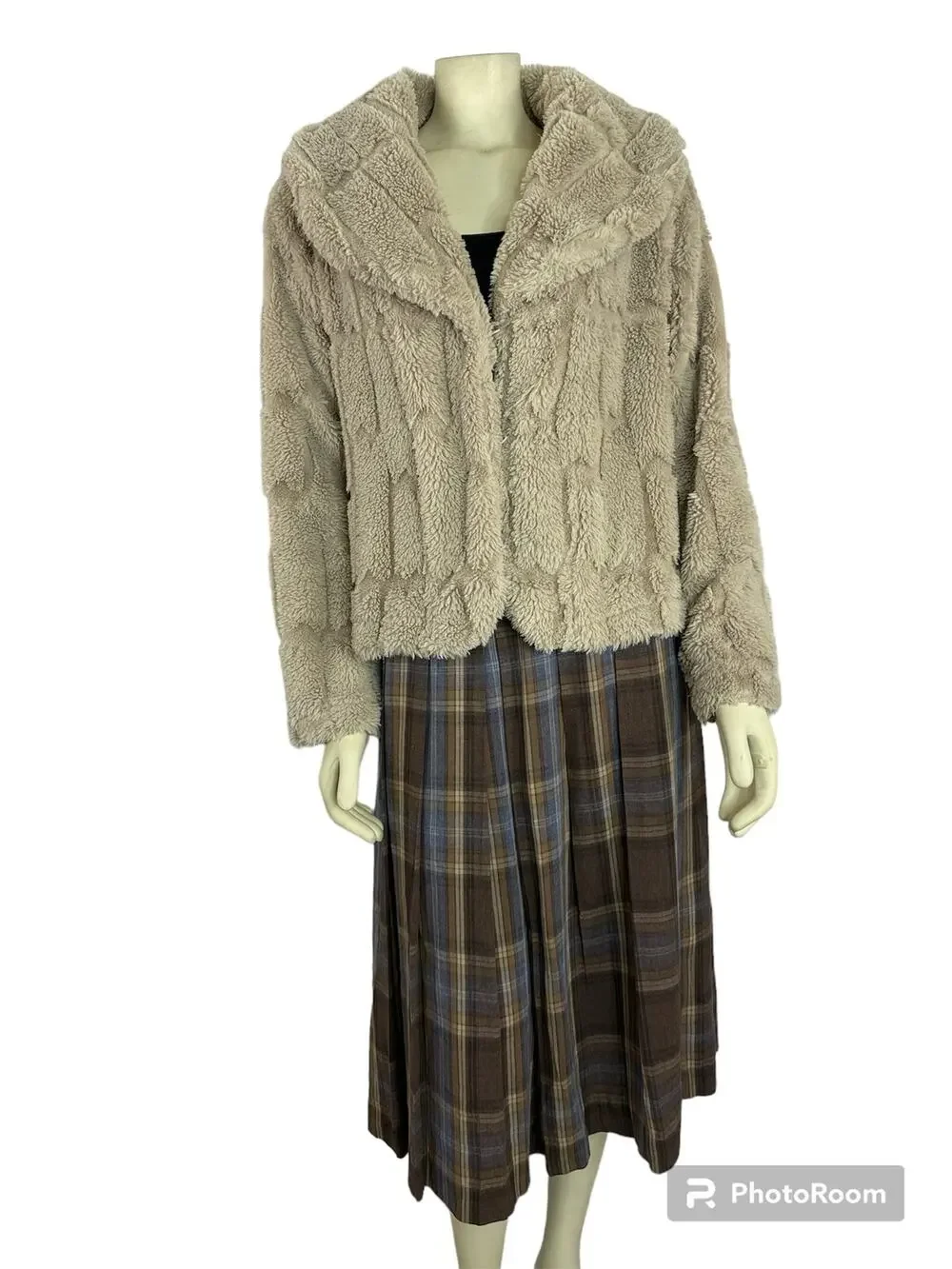 Y2K True Grit Dry Goods Beige Faux Fur Teddy Coat Large